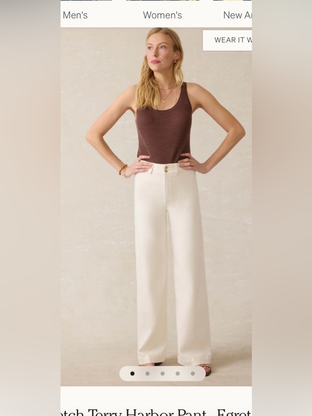 NWT Faherty Stretch Terry Harbor Pants- Egret Size 27